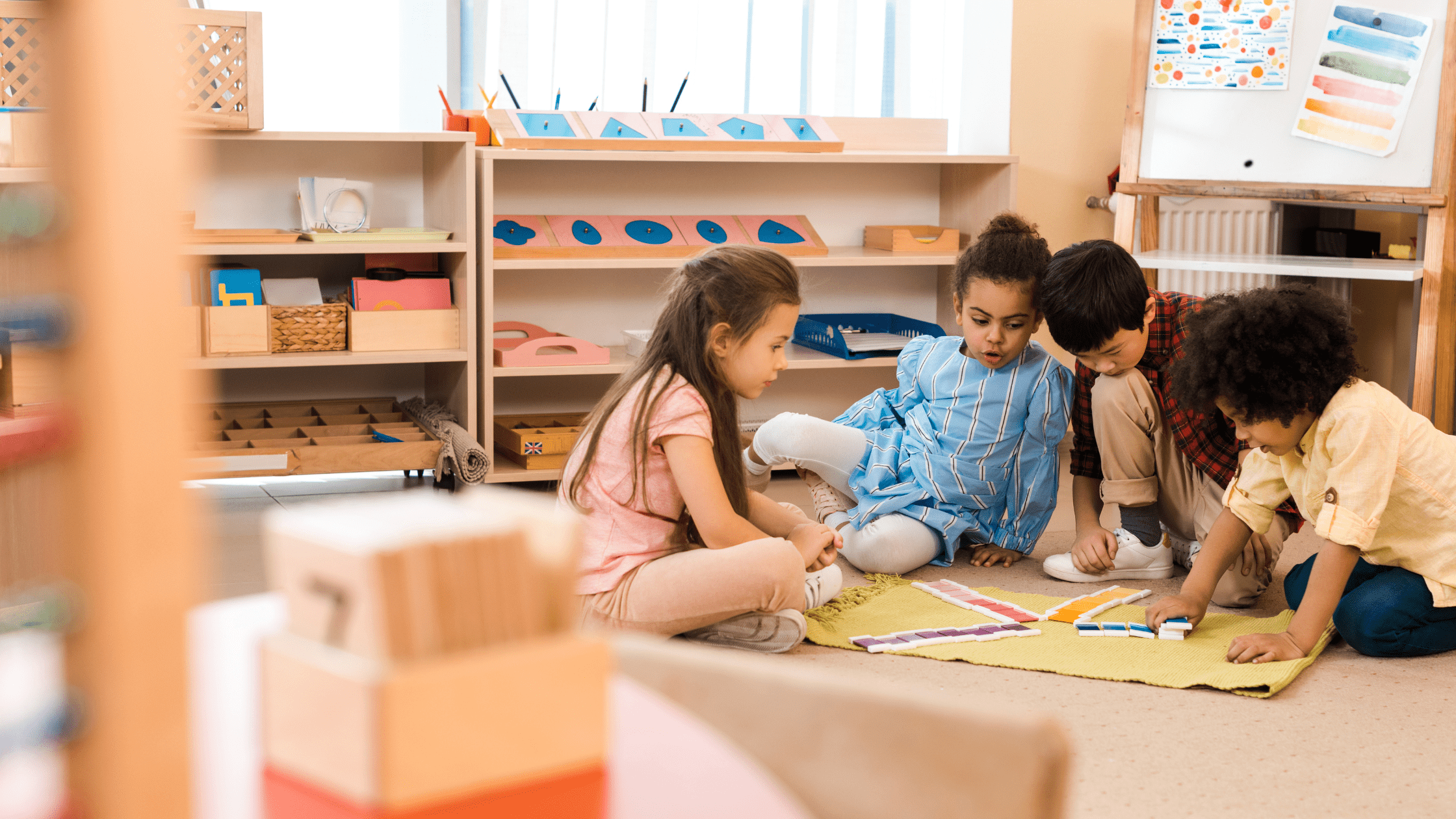 Children in a Montessori classroom environment